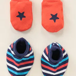 Babyhug 100% Cotton Mittens and Booties Striped - Multicolour-picture-20