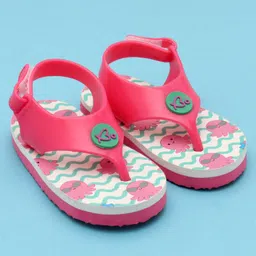 Babyoye Velcro Closure Flip Flops With Octopus Print - Pink-picture-24