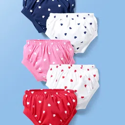 Doodle Poodle 100% Cotton Single Jersey Knit Panties with Heart Print Pack of 5 - Multicolor-image-5