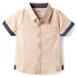 Babyhug 100% Cotton Half Sleeves Striped Shirt - Cream-picture-10