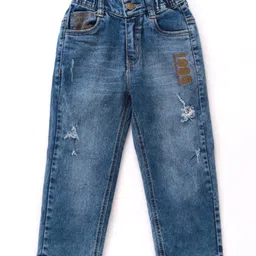 Olio Kids Denim Woven Full Length Solid Colour Flared Jeans - Navy Blue-picture-24