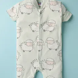 Kidi Wav Half Sleeves Fruits Printed Romper - Cream-picture-35