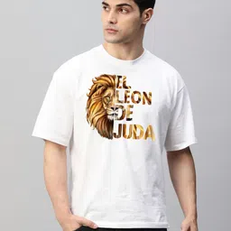 FARROWX Typography Printed Drop-Shoulder Sleeves Oversized Pure Cotton T-Shirt-picture-56