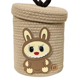 ROUGH ROAD STORE Beige Woven Lid & LABUBU Character Detail Basket-picture-21