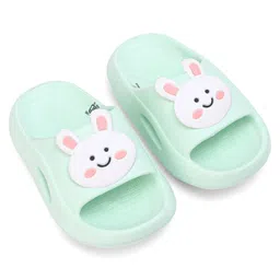babyoye Oh! Pair Slip On Clogs with Bunny Applique - Green image 2