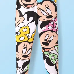Babyhug Disney Lycra Knit Full Length Legging With Minnie Mouse Print - White image 2