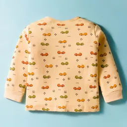 Tango Fleece Knit Full Sleeves Jhabla with Car Print - Yellow image 2