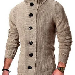 HERE&NOW Men Beige Acrylic Slim Fit Sweaters-image-30