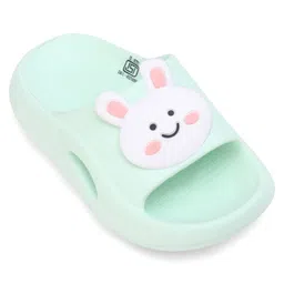 babyoye Oh! Pair Slip On Clogs with Bunny Applique - Green image 3