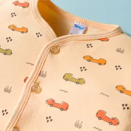 Tango Fleece Knit Full Sleeves Jhabla with Car Print - Yellow image 3