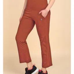 Zelena 95% Cotton 5% Elastane Solid Pre & Post Pregnancy Maternity Pant - Rust image 4