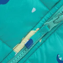 Kookie Kids Woven Full Sleeves Padded Hooded Jacket with Dino Print & Applique - Turquoise image 4