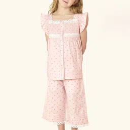 Cherry Crumble Girls Graphic Printed Square Neck Night suit-image-28