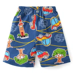 Babyhug Interlock Knit Half Sleeves Night Suit with Car Print - Blue image 5