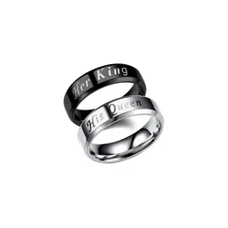 Moneekar Jewels Unisex Set of 2 Stainless Steel Couple Finger Rings-image-3