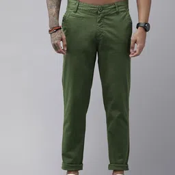 Roadster Men Green Solid Tapered Fit RegularTrousers-picture-40