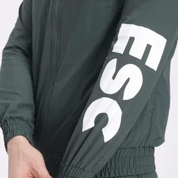 glitchez Sporty Meets Comfort Typography Print Mock Collar Zip-Up Tracksuit image 4