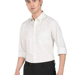 Arrow Light Green Cotton Slim Fit Printed Shirt image 3