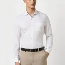 Peter England White Cotton Slim Fit Printed Shirt-picture-23