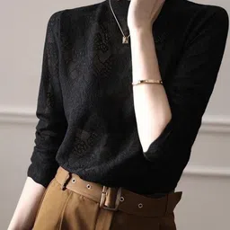 StyleCast Self Design Mock Collar Pullover Sweaters image 5