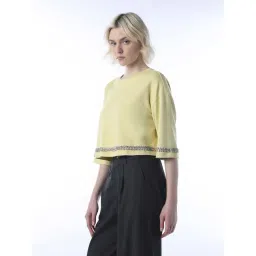 Only Yellow Regular Fit Embellished T-Shirt image 3