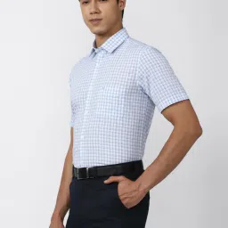 peter england Men Blue Regular Fit Formal Shirts image 3