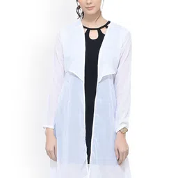 SCORPIUS White Solid Open Front Longline Shrug-picture-48