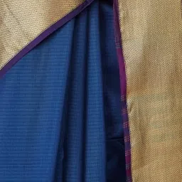 Fabindia Blue Woven Saree Without Blouse image 5