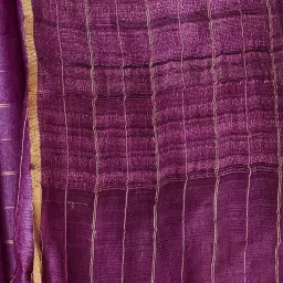 Fabindia Purple Silk Woven Saree Without Blouse image 5