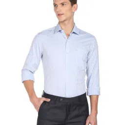 Arrow Light Blue Cotton Slim Fit Printed Shirt image 1