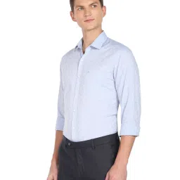 Arrow Light Blue Cotton Slim Fit Printed Shirt image 3
