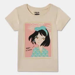 R&B Kids Beige Graphic Regular Fit T-Shirt-picture-29