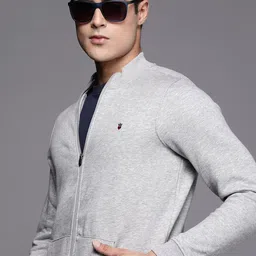 Louis Philippe Sport Men Solid Front-Open Knitted Sweatshirt image 1