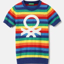 United Colors of Benetton Kids Off White Cotton Striped Sweatshirts-picture-31