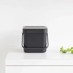 BRABANTIA Sort & Go Dark Grey Plastic Waste Bin (6 L) - Set of 1-picture-14