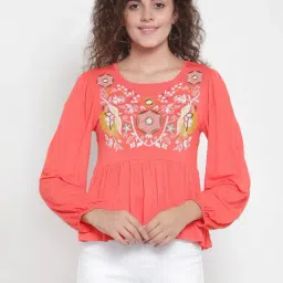 Global Republic Orange Embroidered Top-image-64