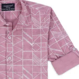 Cavio Boys Pink Cotton Printed Regular Fit Shirt image 5