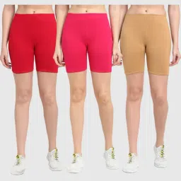 Gracit Red & Pink Cotton Sports Shorts - Pack Of 3-picture-44
