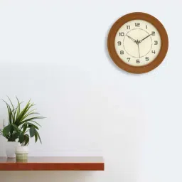 eCraftIndia Brown & White Wood Round Wall Clock - Set of 1-picture-13