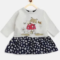 Chicco Kids White & Blue Cotton Printed Full Sleeves Dress-picture-36