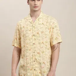 Turtle Yellow Cotton Slim Fit Printed Shirt-picture-18