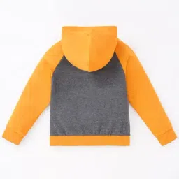 Ed-a-Mamma Kids Grey & Orange Cotton Color Block Full Sleeves Hoodie image 2