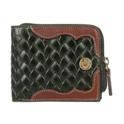 Hidesign Green PISCO W Woven Small Leather Bi-Fold Wallet image 2