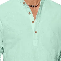 Navkanj Mandarin Collar Roll-Up Sleeves Cotton Straight Kurta image 5