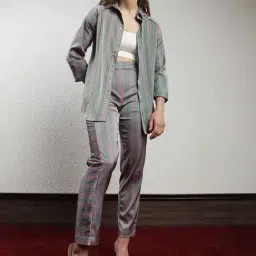 RAREISM Pink Polyester Striped Trousers image 5