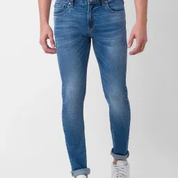 Spykar Blue Cotton Super Slim Fit Jeans image 1