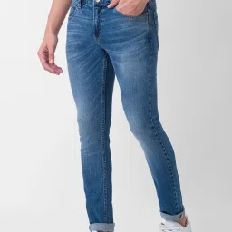 Spykar Blue Cotton Super Slim Fit Jeans image 3
