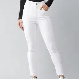 DOLCE CRUDO White Denim Skinny Fit High Rise Jeans-image-81