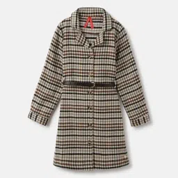 Blue Giraffe Girls Multi Polyester Checked Dress-image-52