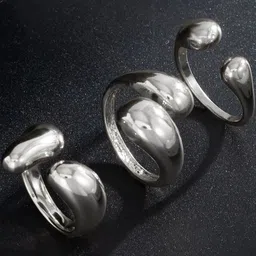 StyleCast x Revolte Men Set Of 3 Silver-Plated Finger Ring image 3